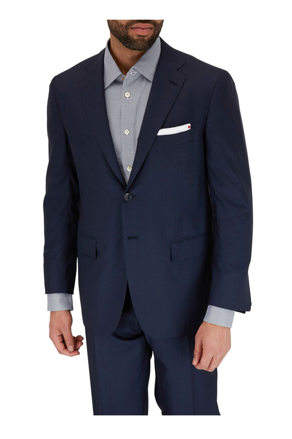 Kiton - Solid Navy Wool Suit