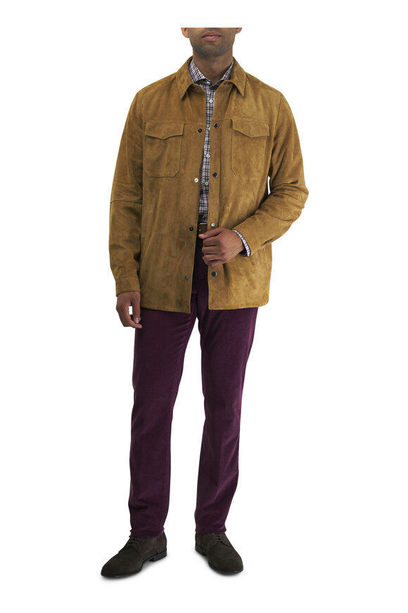 Canali - Burgundy Corduroy Flat Front Pant