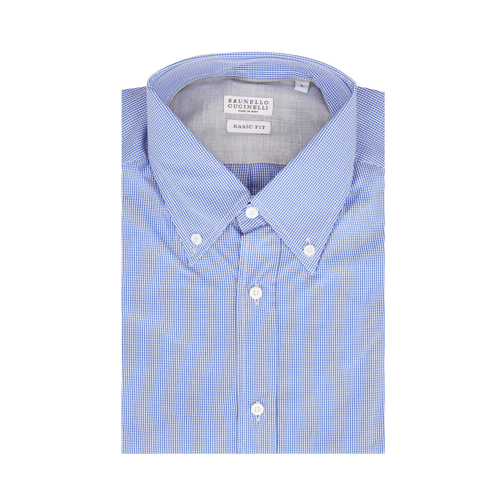 BRUNELLO CUCINELLI リネンジャージーシャツ　ネイビー×ホワイト Brunello Cucinelli - Gray & Brown Floral Print Cotton Sport