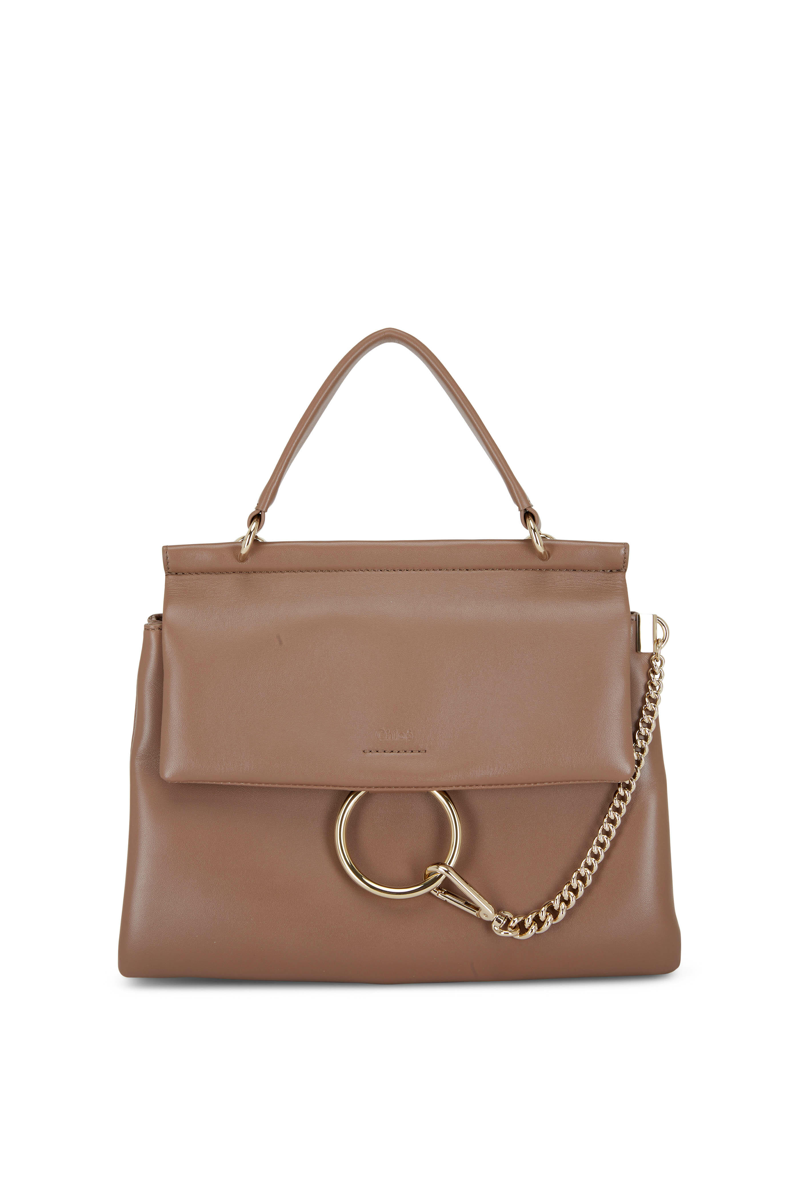 Chloe Taupe Leather and Suede Small Faye Shoulder Bag Chloe