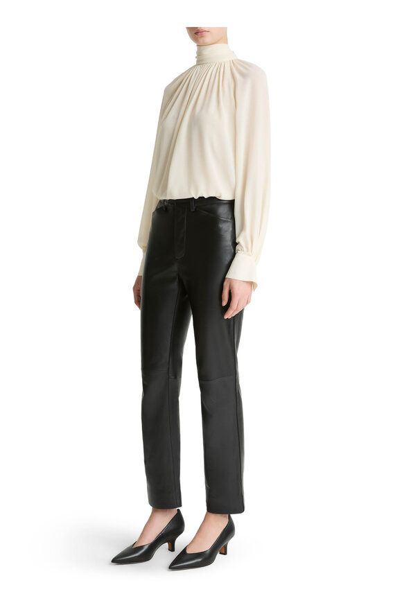 Vince Black Leather Straight Leg Pant - view 4