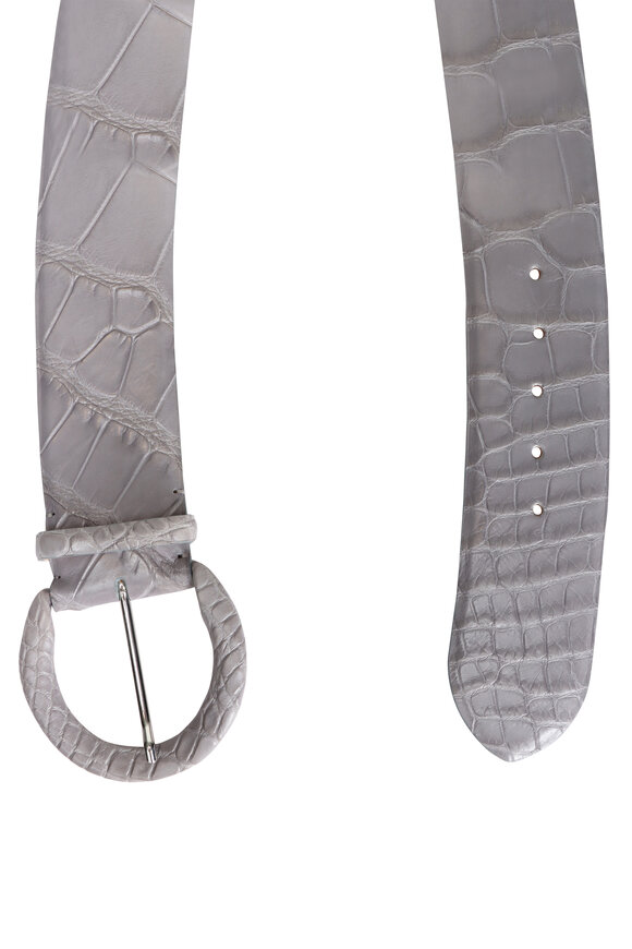 Tardini Light Gray Wide Contour Leather Belt - view 2