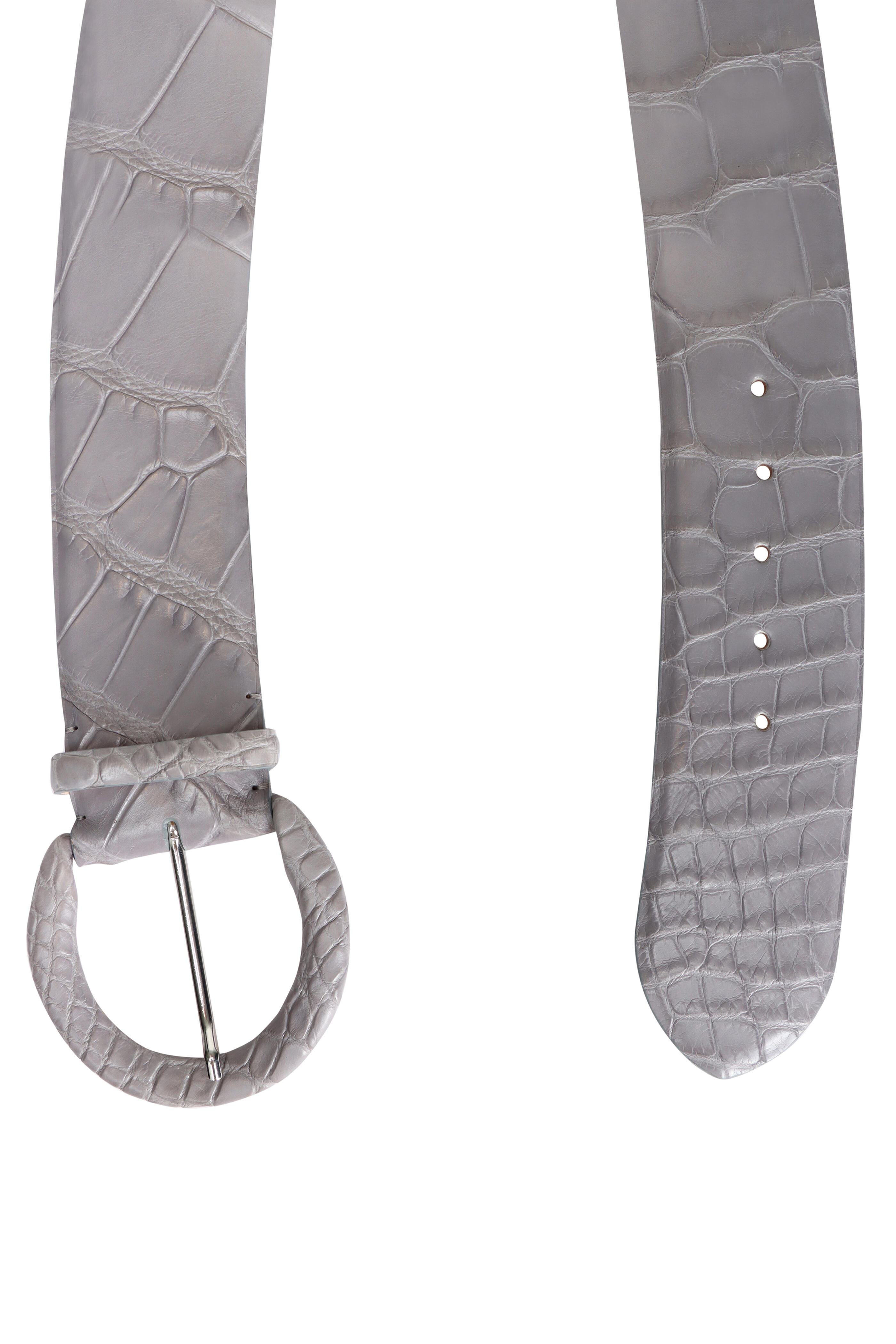Tardini - Light Gray Wide Contour Leather Belt