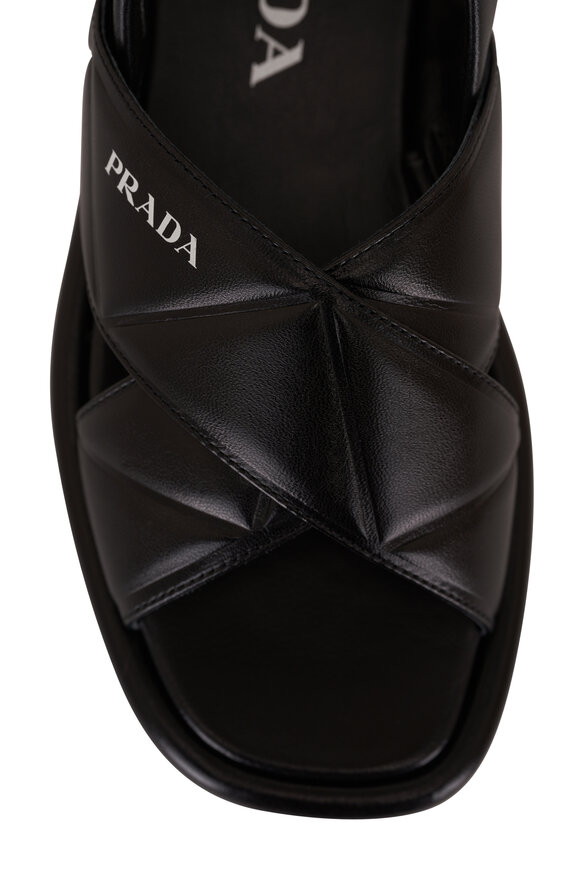 Prada - Black Quilted Leather Flatform Sandal, 35mm