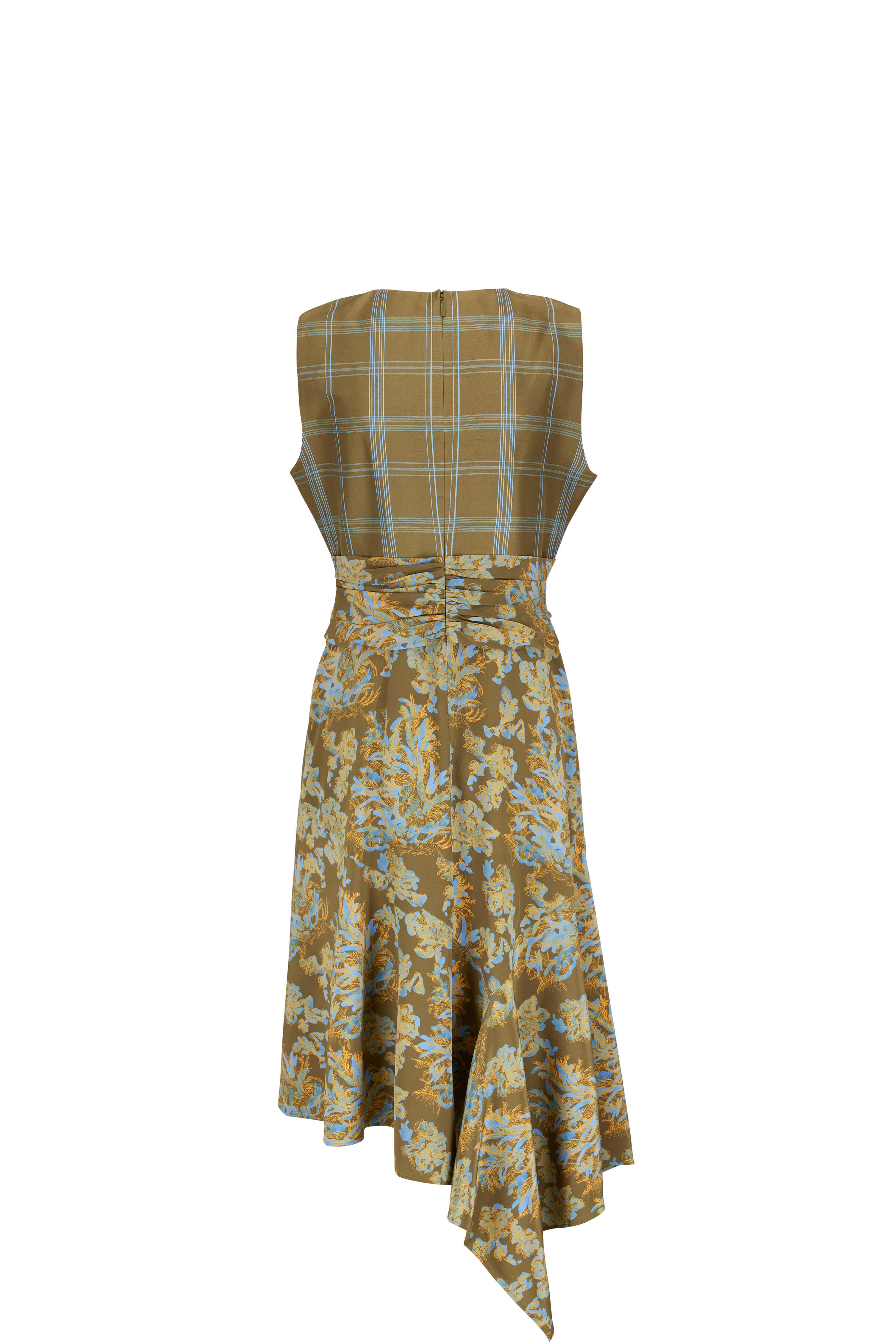 Lafayette 148 New York - Chive Collaged Prints Silk Crepe Dress