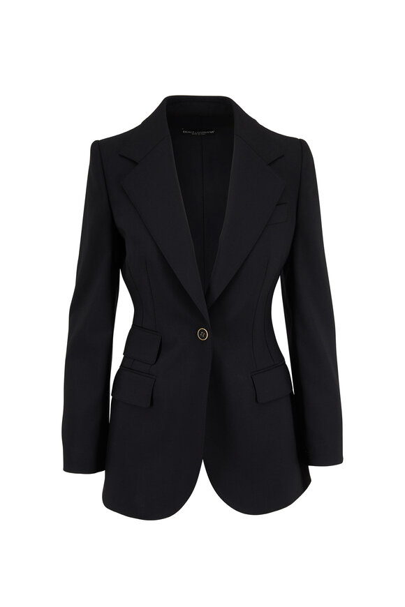 Dolce & Gabbana - Black Stretch Wool Single Button Blazer