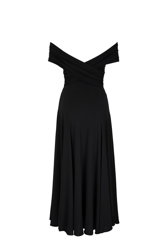 Khaite - Bruna Black Off-The-Shoulder Maxi Dress 