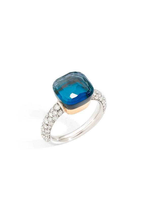 Pomellato 18k White & Rose Gold Nudo Topaz & Turquoise Ring - view 1