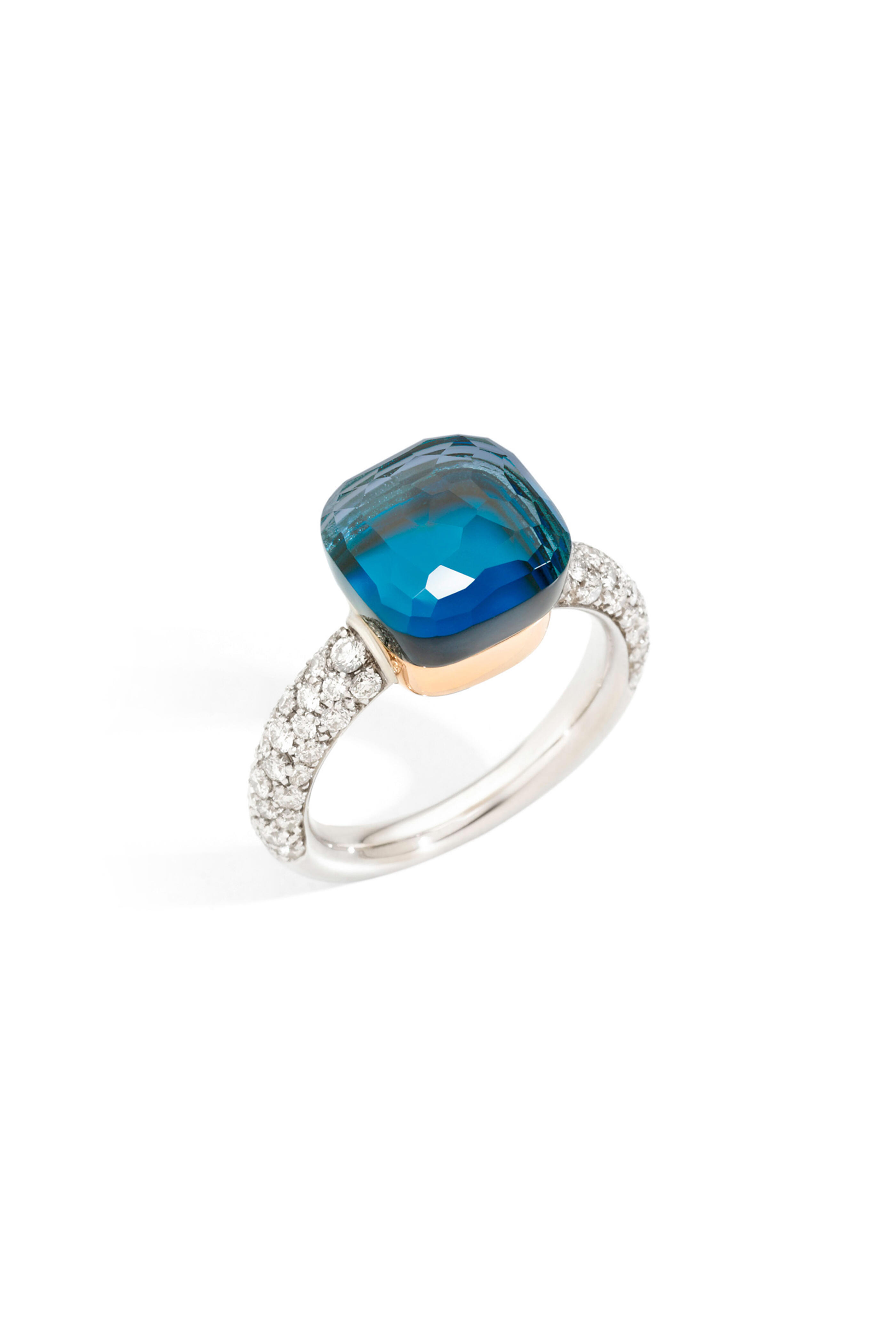 Pomellato - 18k White & Rose Gold Nudo Topaz & Turquoise Ring - view 1
