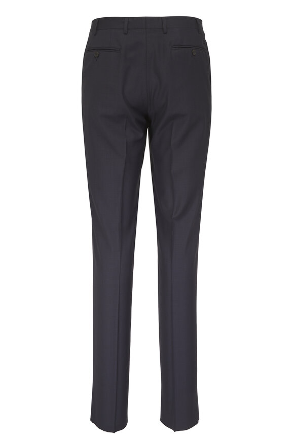 Canali Navy Blue Wool Subtle Check Suit - view 5