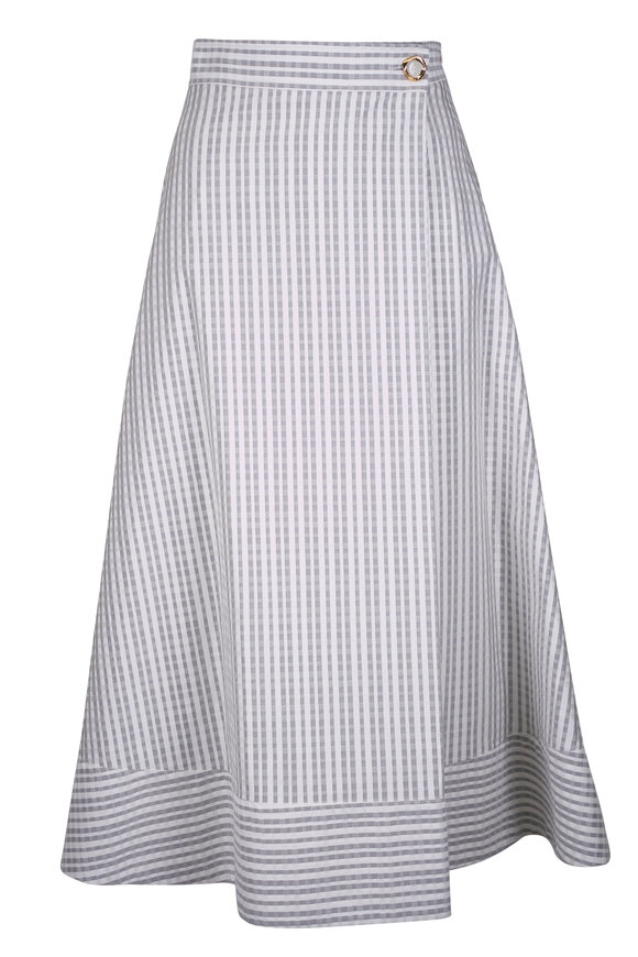 Agnona White & Gray Textured Wrap Skirt