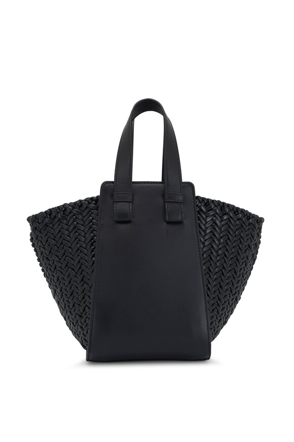 Loewe - Small Hammock Black Leather Compact Woven Bag 