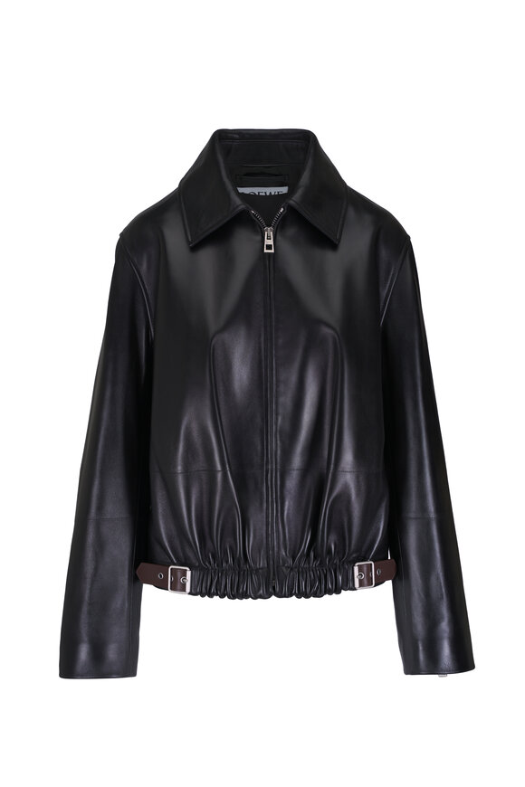 Khaite - Lyle Black Leather Studded Jacket | Mitchell Stores