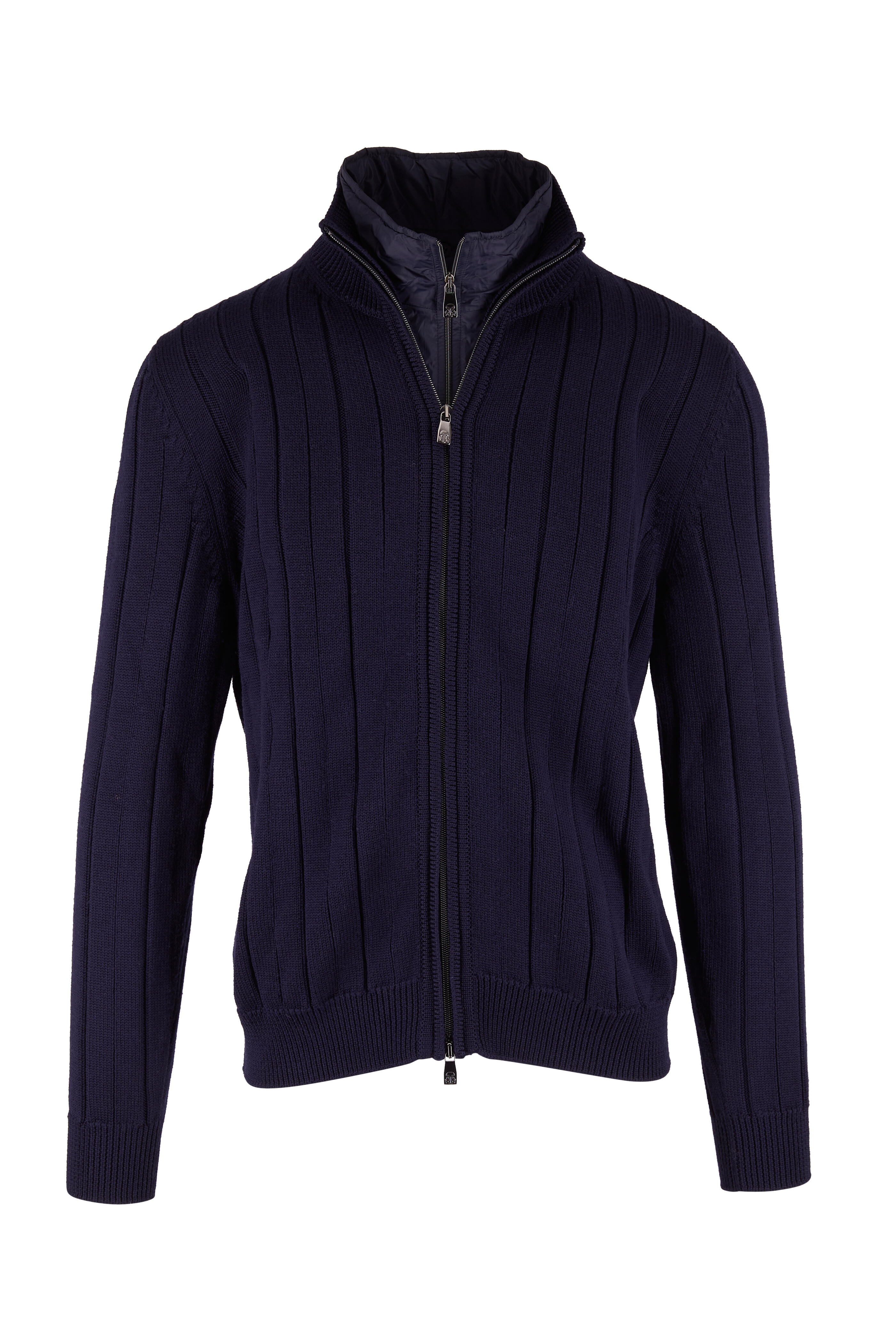 Corneliani - Navy Ribbed Wool Dickey Sweater