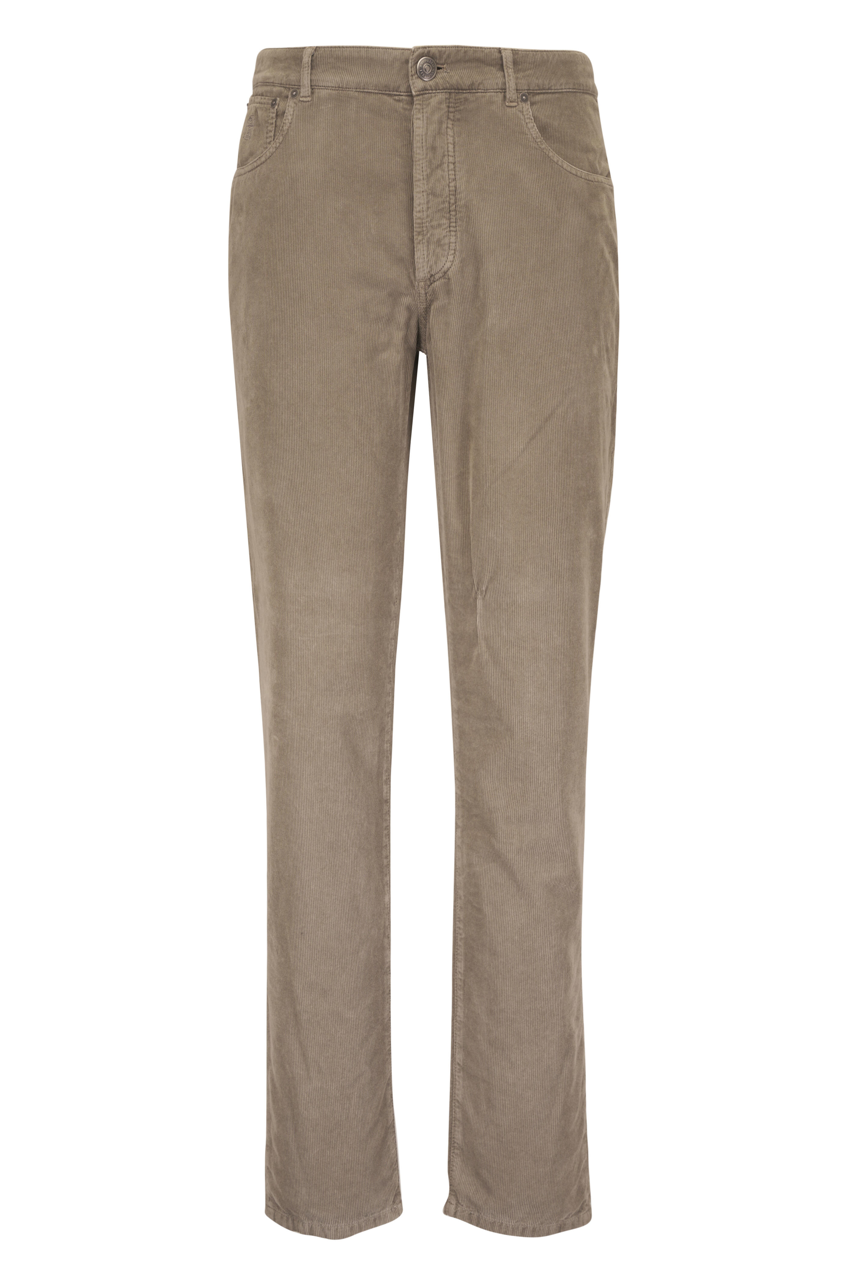Brunello Cucinelli - Taupe Fine Wale Corduroy Five Pocket Pant - view 1