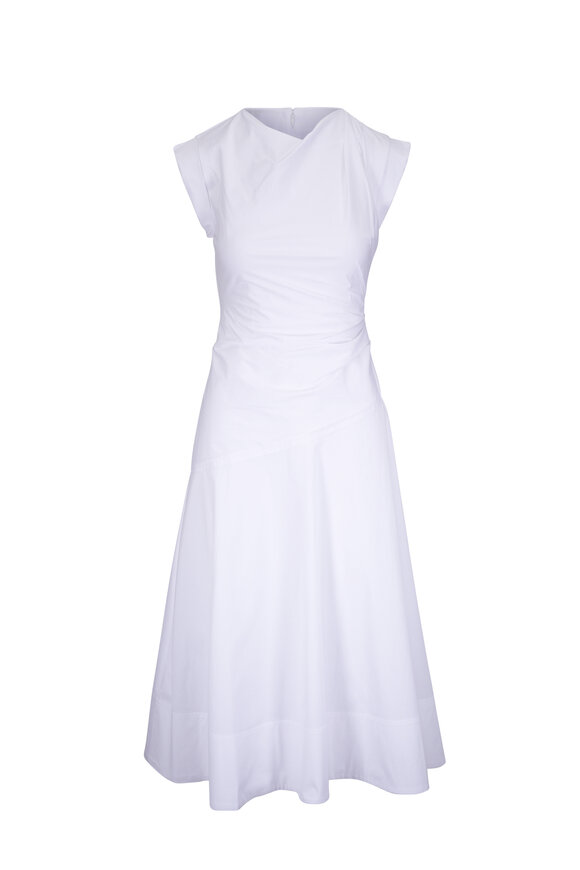 Veronica Beard Lisette White Cotton Poplin Midi Dress