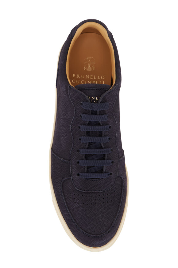 Brunello Cucinelli - Navy Blue Nubuck Leather Sneaker