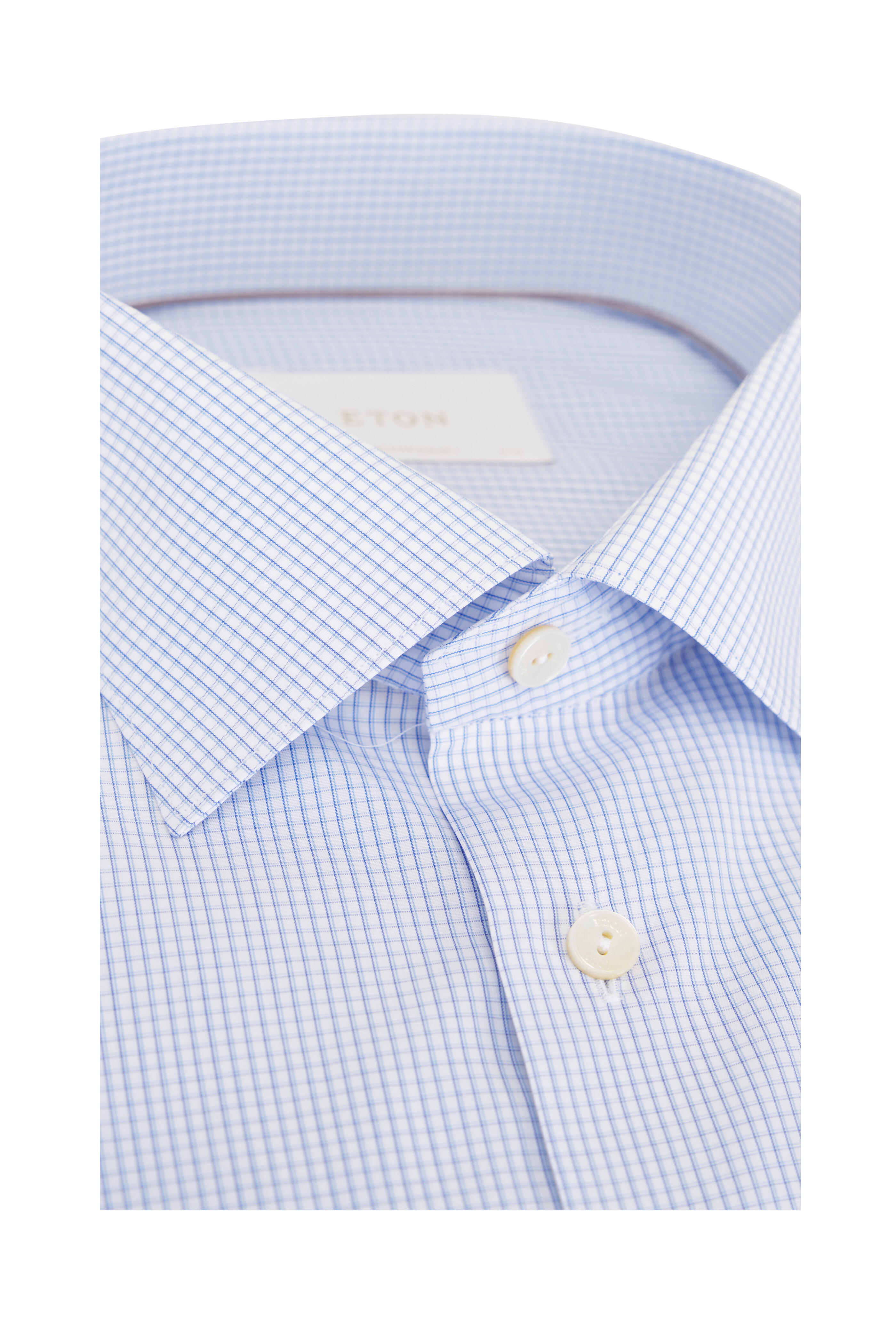 Eton - Blue Check Cotton Contemporary Fit Dress Shirt