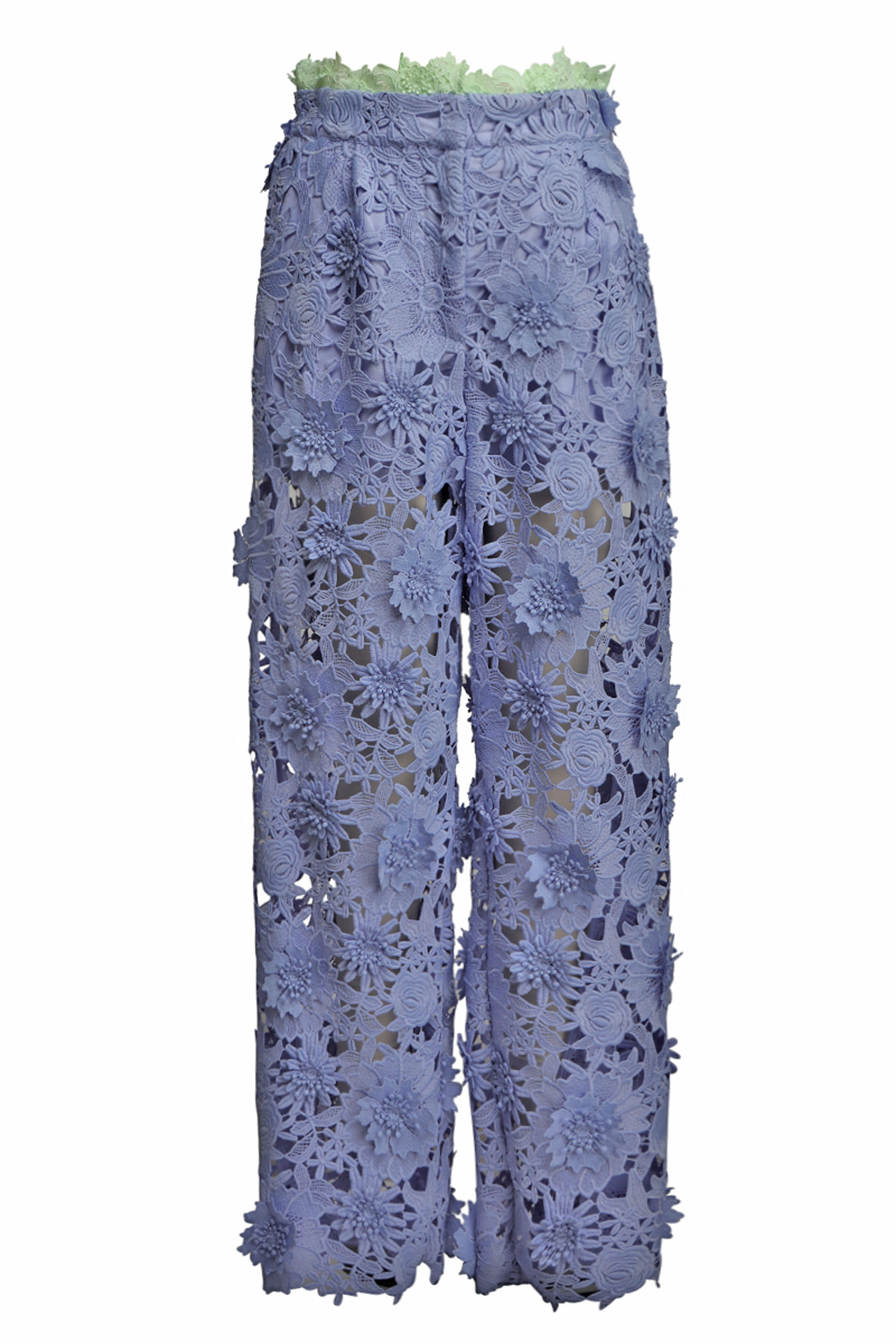Aknvas - Delphinium Blue Floral Lace Pant