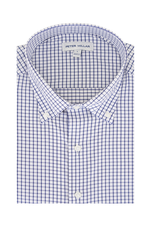 Peter Millar Hanford Navy Plaid Twill Sport Shirt - view 1