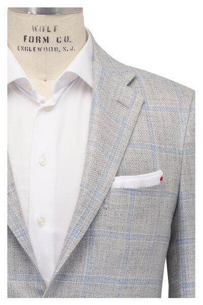 コート NEW CASHMERE AND ULTRALIGHT Gray Prince of Wales men's blazer in Cashmere Blend | Kiton