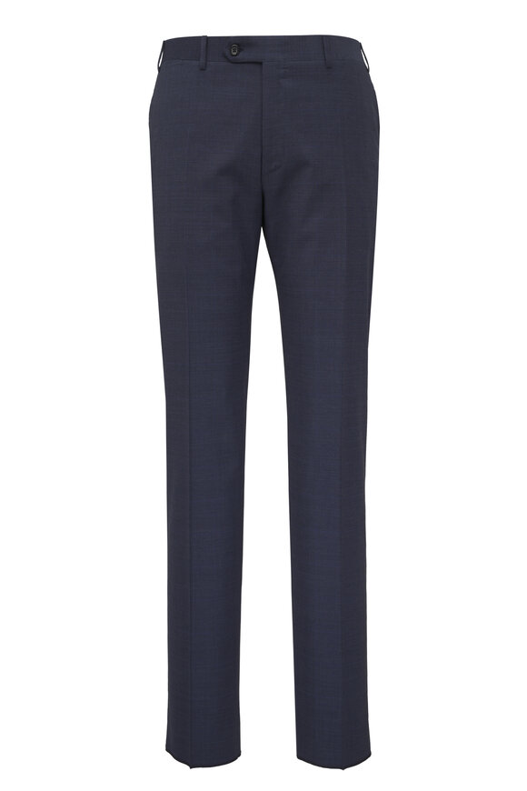 Canali Navy Plaid Wool Suit - view 4