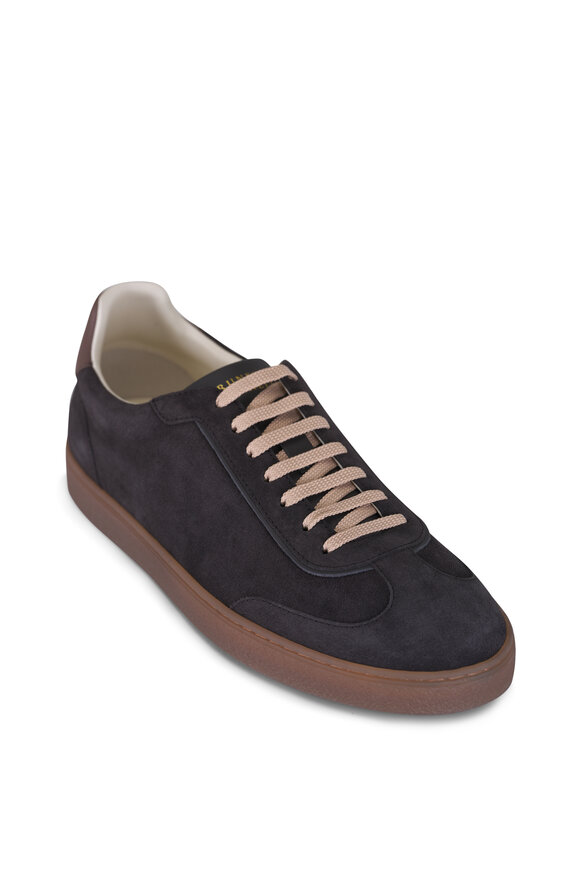 Brunello Cucinelli Charcoal Gray Suede T-Toe Sneaker - view 1