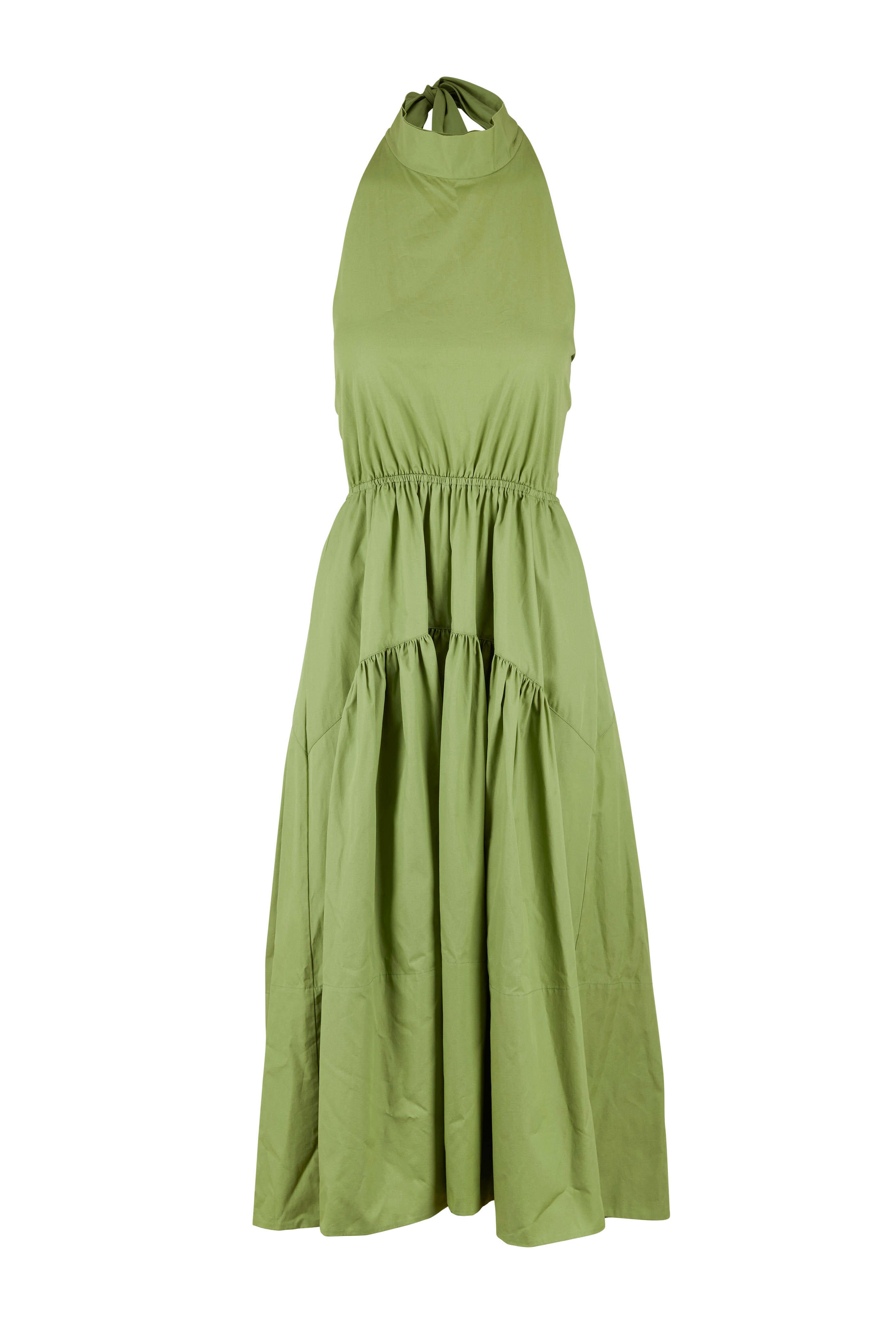 Vince - Pistachio Draped-Neck Midi Halter Dress