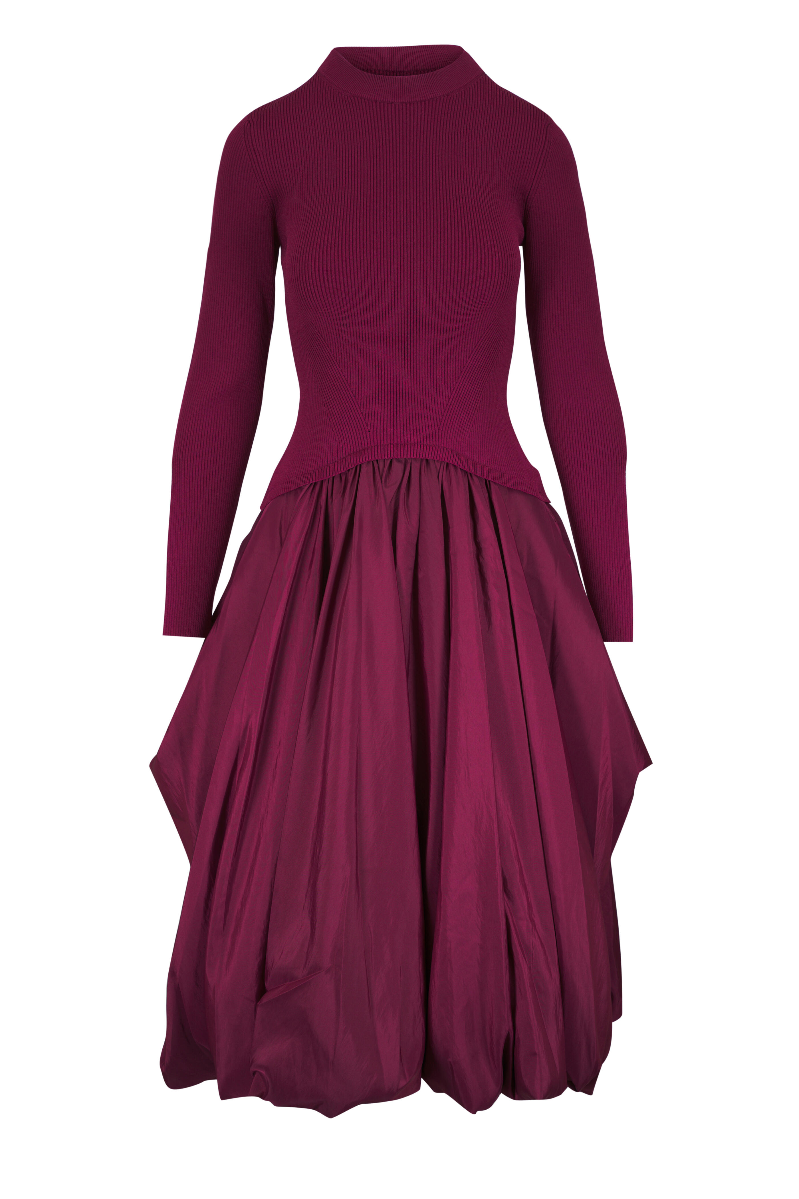 Simkhai - Kenlie Cranberry Gathered Skirt Midi Dress