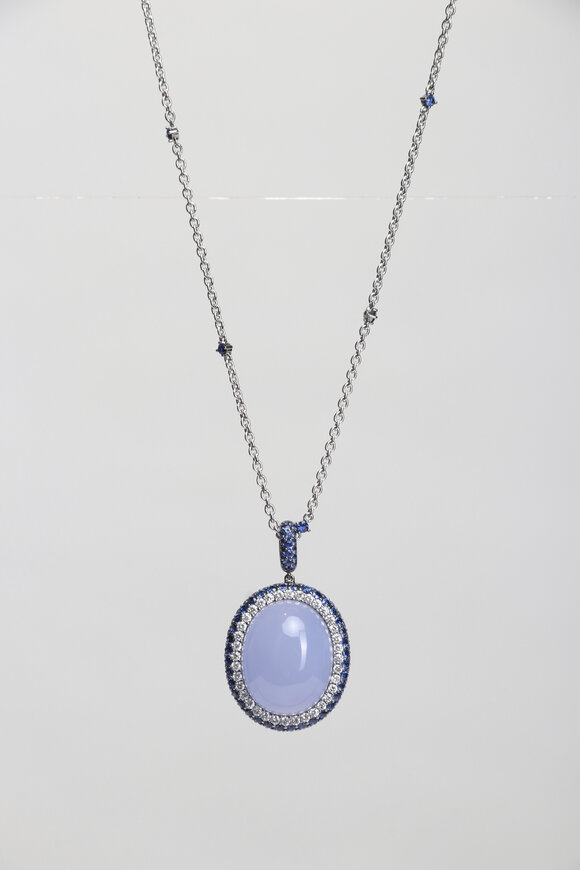 Nam Cho 18k Chalcedony, Blue Sapphire Detachable Necklace