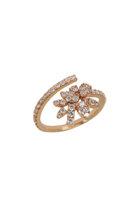 Graziela Gems 18k Rose Gold Diamond Folha Ring
