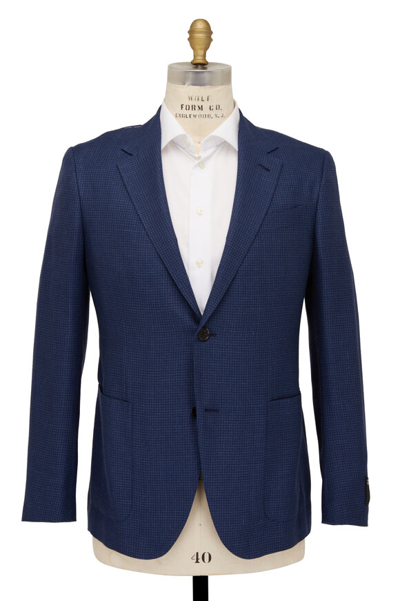 Zegna - Blue & Charcoal Plaid Cashmere Blend Sportcoat