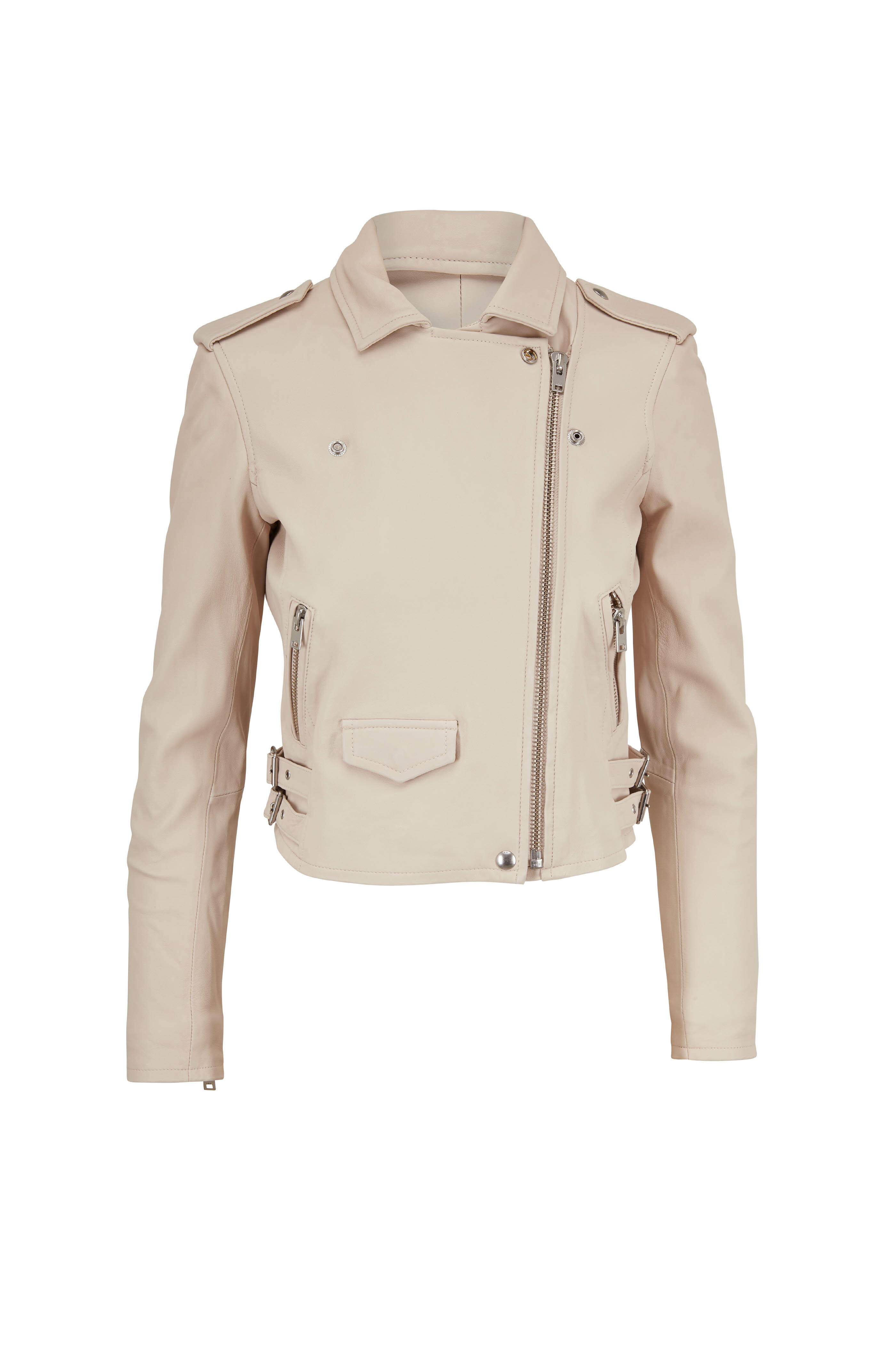 IRO - Ashville Ivory Leather Moto Jacket | Mitchell Stores