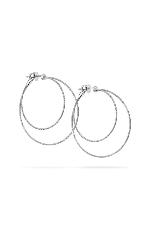 Paul Morelli 18k White Gold Wire Hoops
