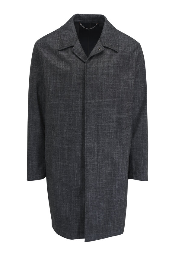 Canali - Gray Wool, Silk & Cashmere Raincoat