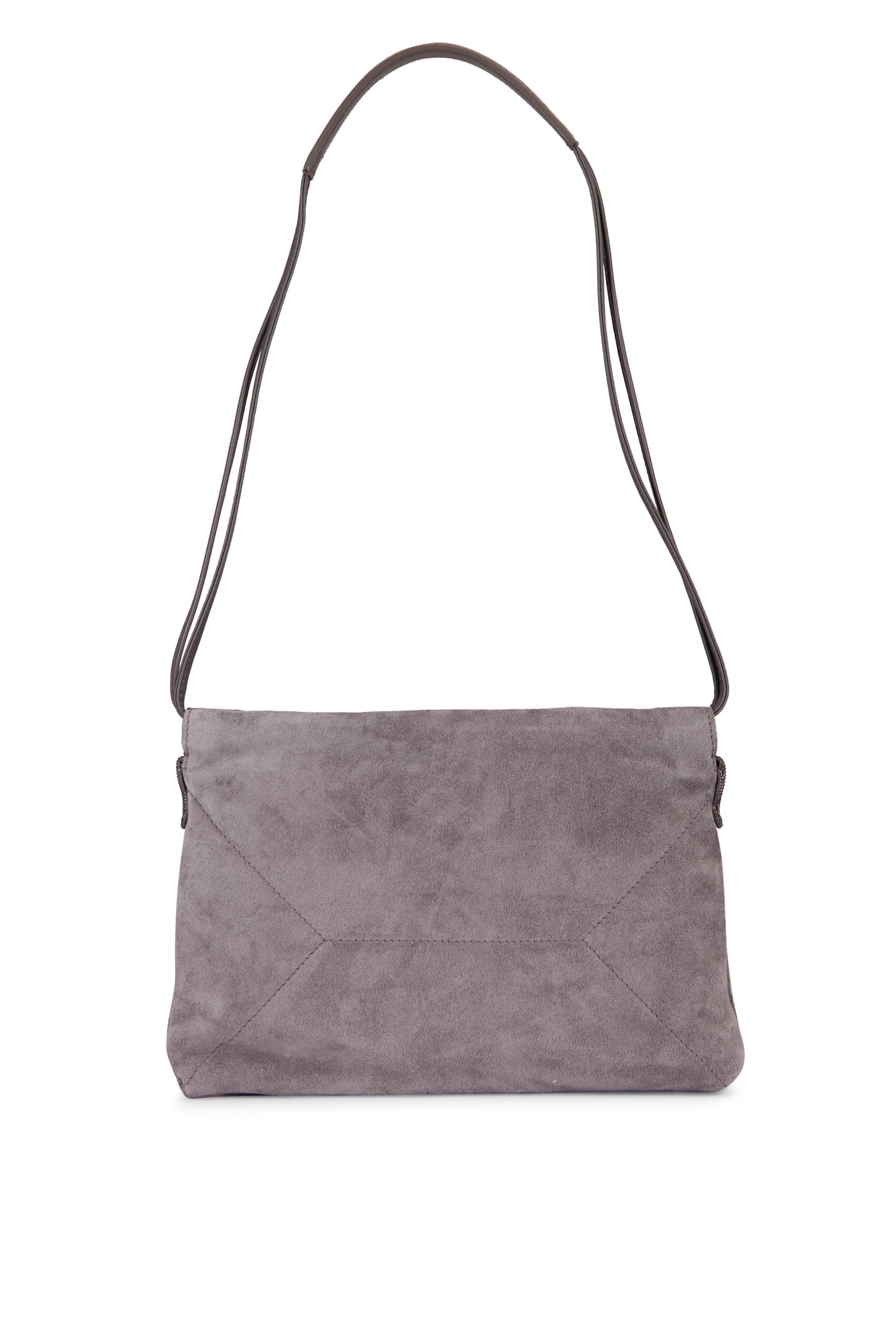 Brunello Cucinelli - Small Duo Steel Suede Shoulder Bag - view 2