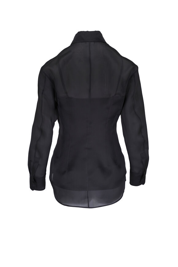 Akris - Black Silk Button Down Blouse 
