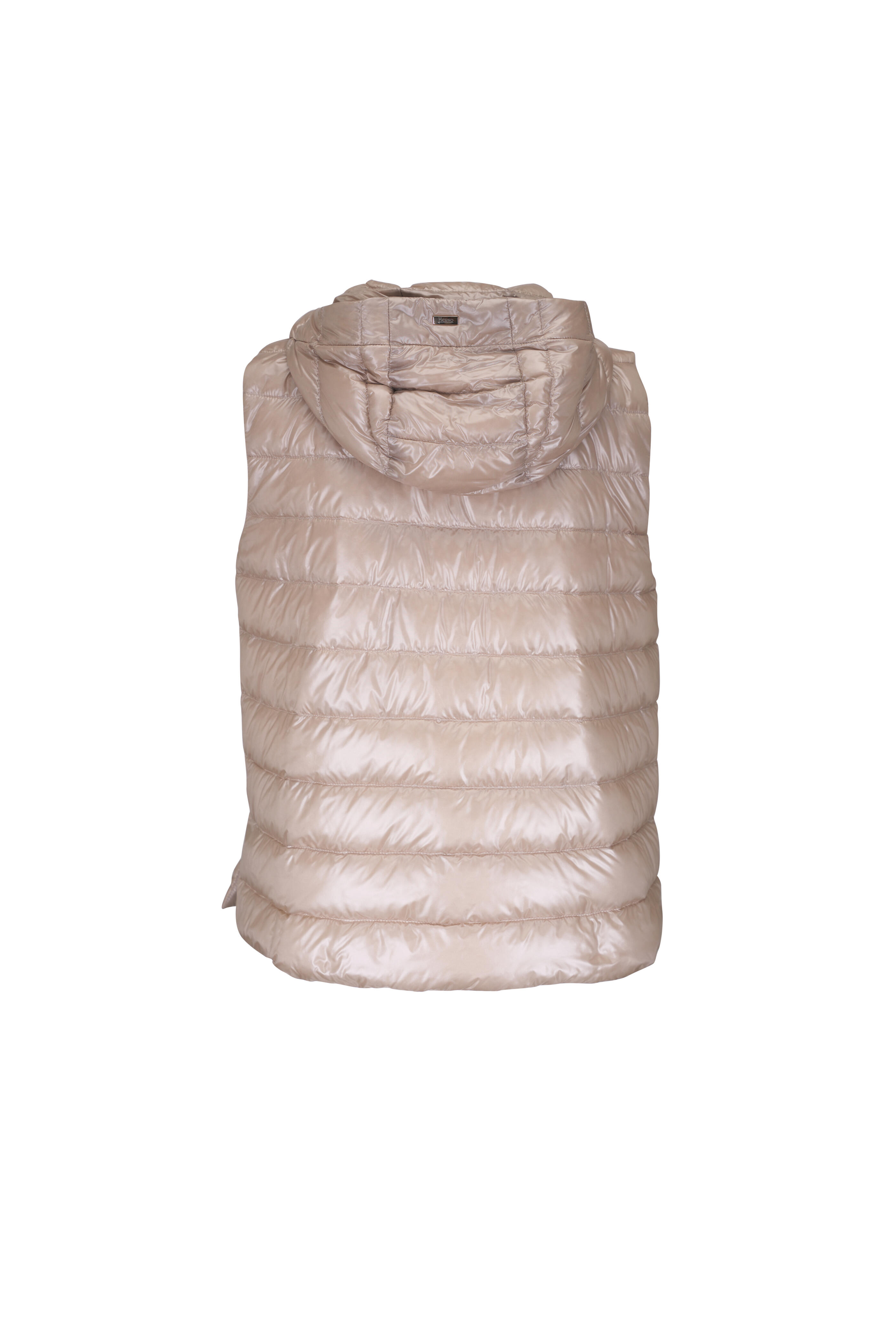 ブルゾン Herno Quilted Hooded Padded Vest With Glossy Finish Herno - Black Nylon Fitted Long Puffer Vest | Mitchell Stores