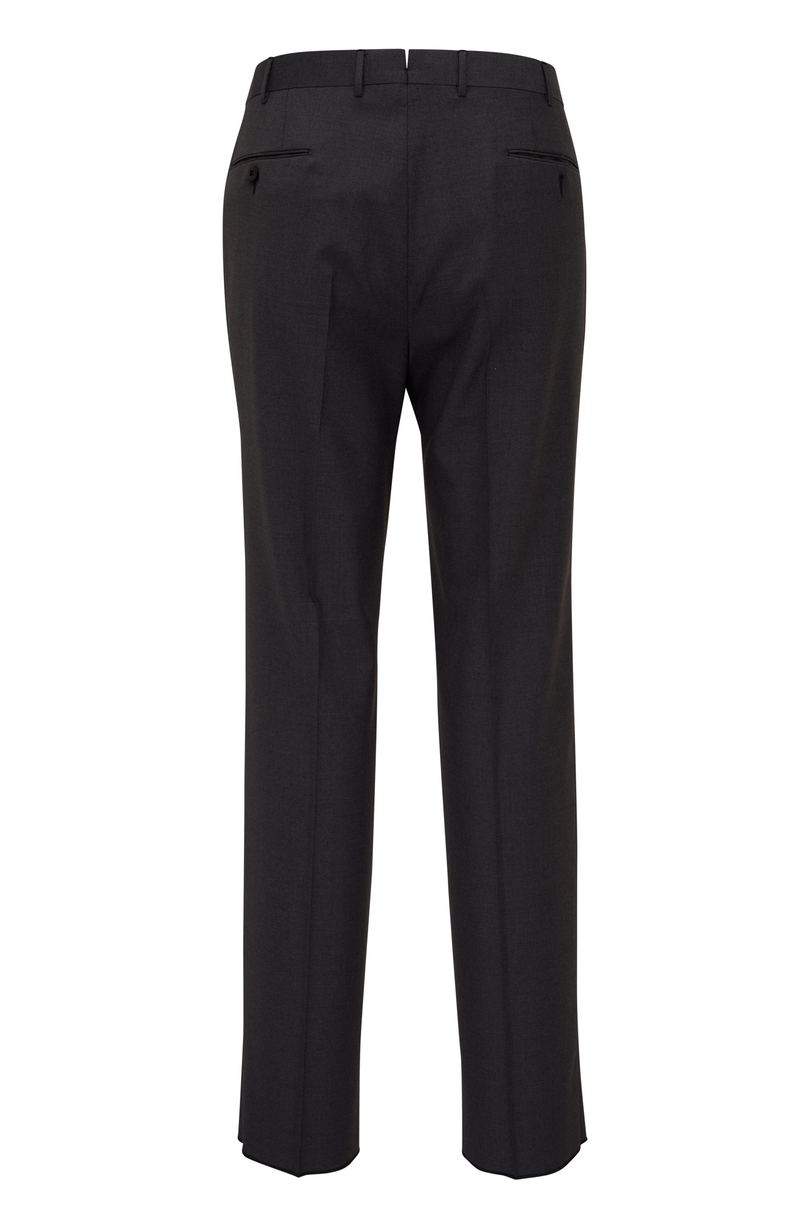 【SCENERITY】Wool Semi wide slacks Zegna - Solid Gray Wool Dress Pant | Mitchell Stores