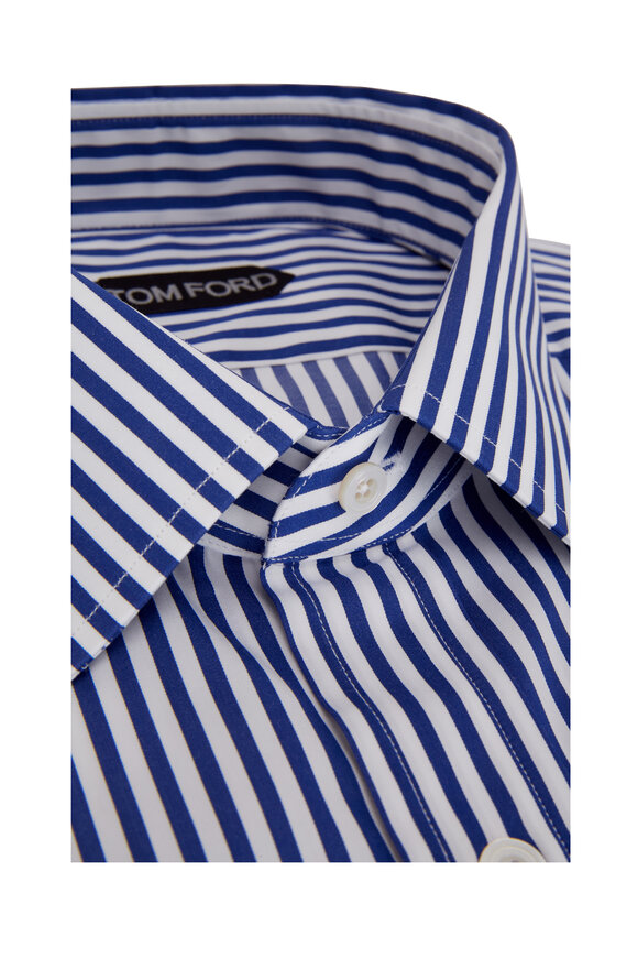 Tom Ford - Navy Blue Striped Dress Shirt