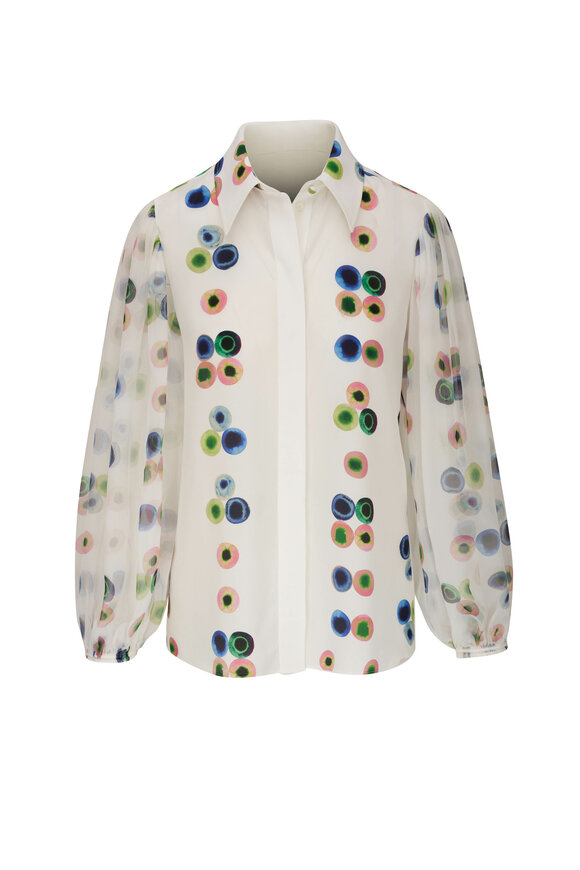 Chloé - White Multi Ink Dot Blouse