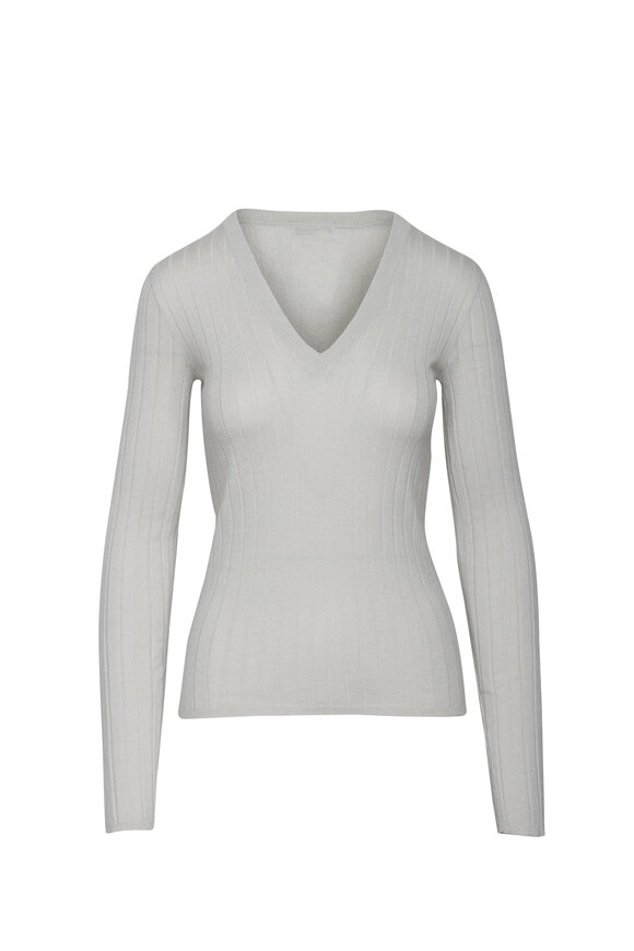 Brunello Cucinelli Warm White V Neck Sweater