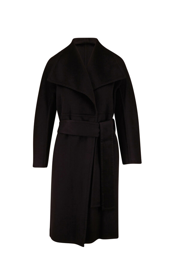 Vince - Black Wool & Cashmere Drape Front Coat