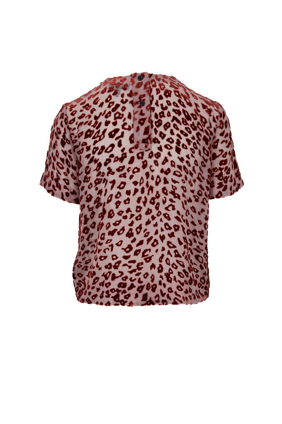 Rag & Bone - Gia Pink & Rust Velvet Leopard Printed T-Shirt