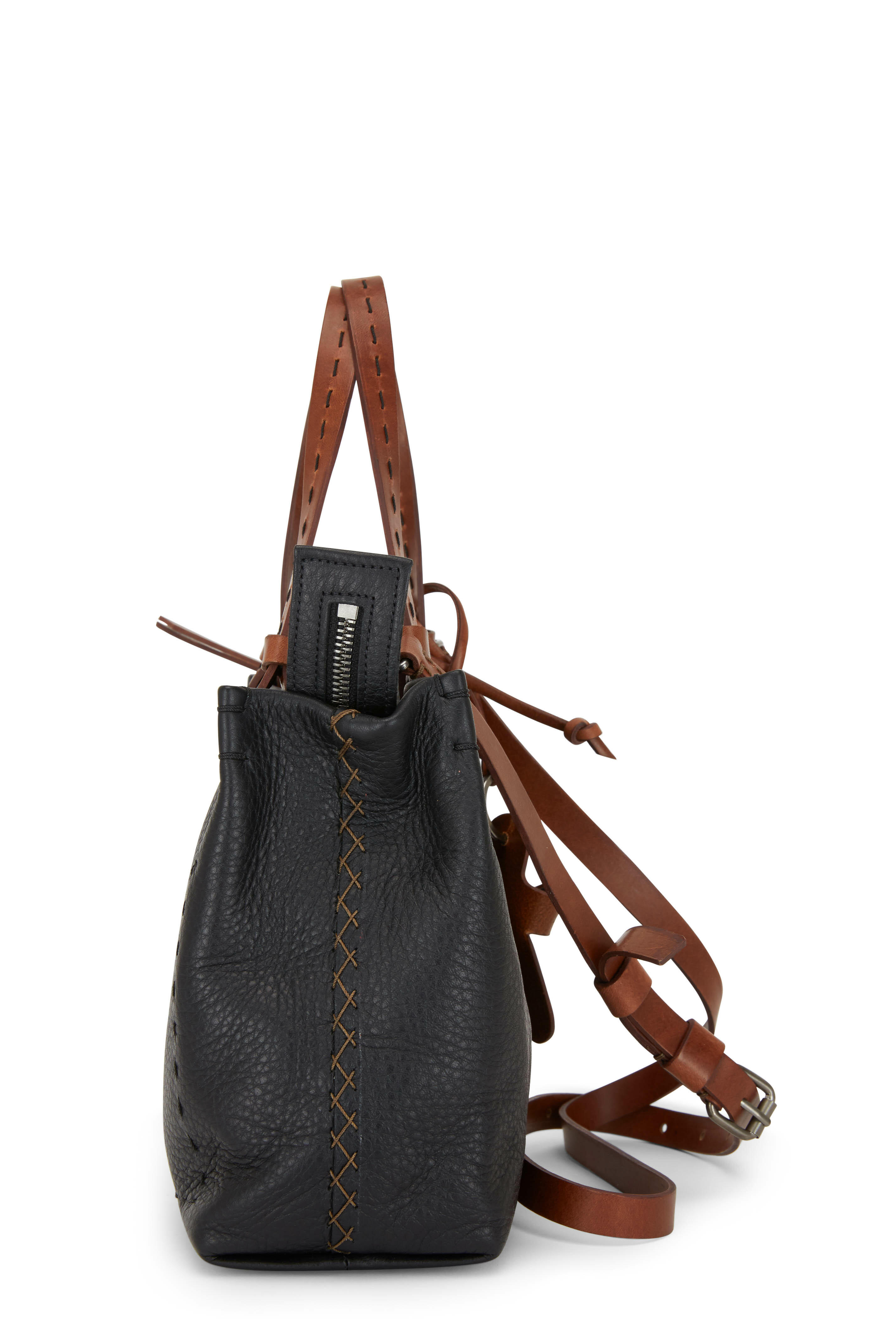 小物 HENLY BEGUELIN con famiglia Henry Beguelin - Melodie Black Leather Small Crossbody Bag