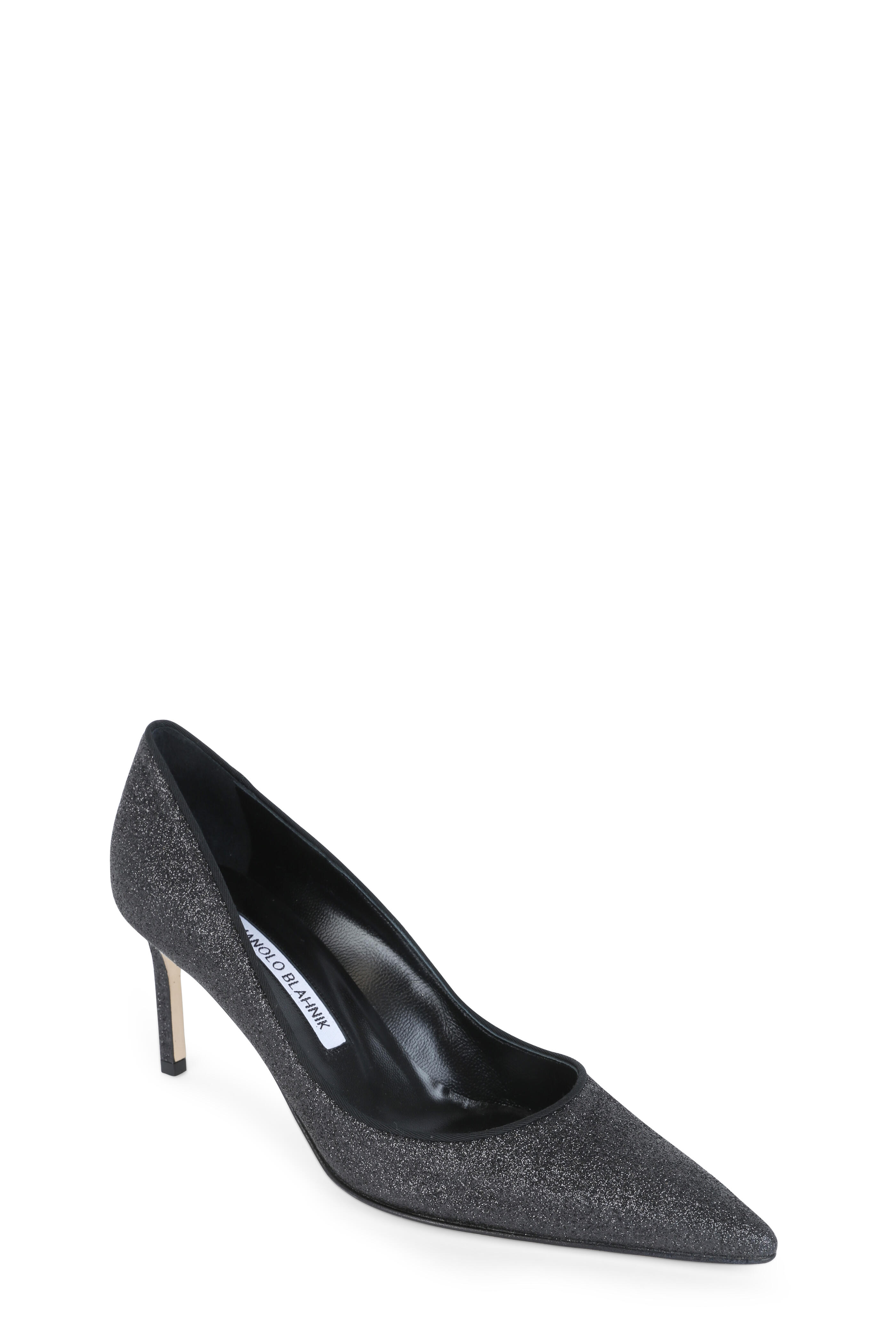 Manolo Blahnik - Lisapump Black Glitter Pump, 70mm