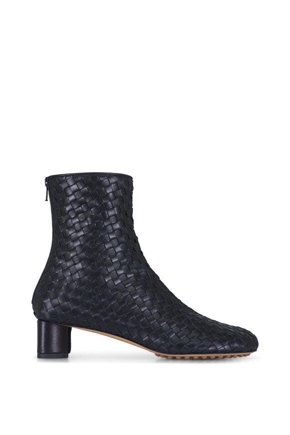 Bottega Veneta Atomic Black Intrecciato Leather Ankle Boot, 50mm - view 2