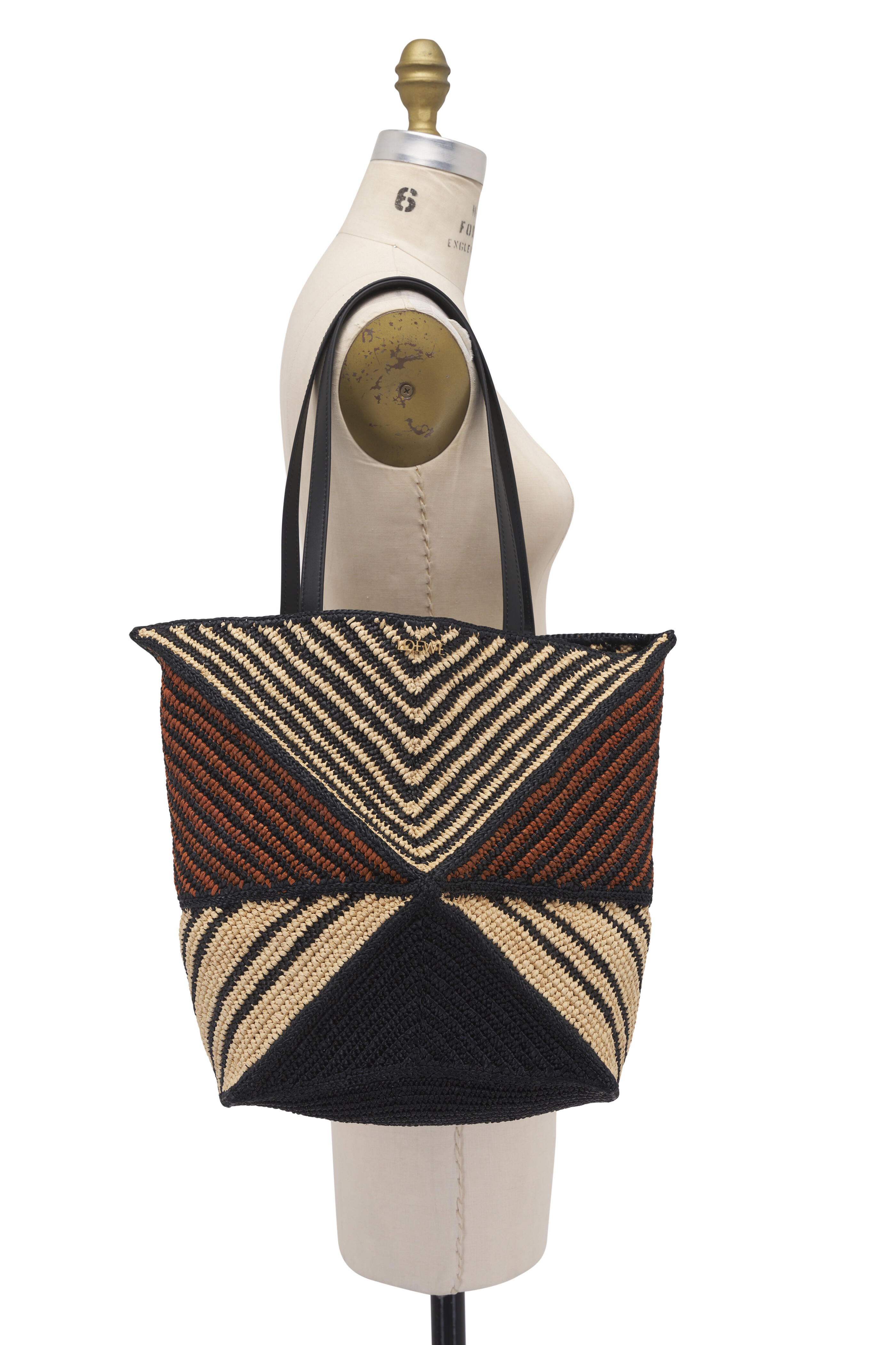 Loewe - Puzzle Fold Natural & Honey Gold Raffia Tote