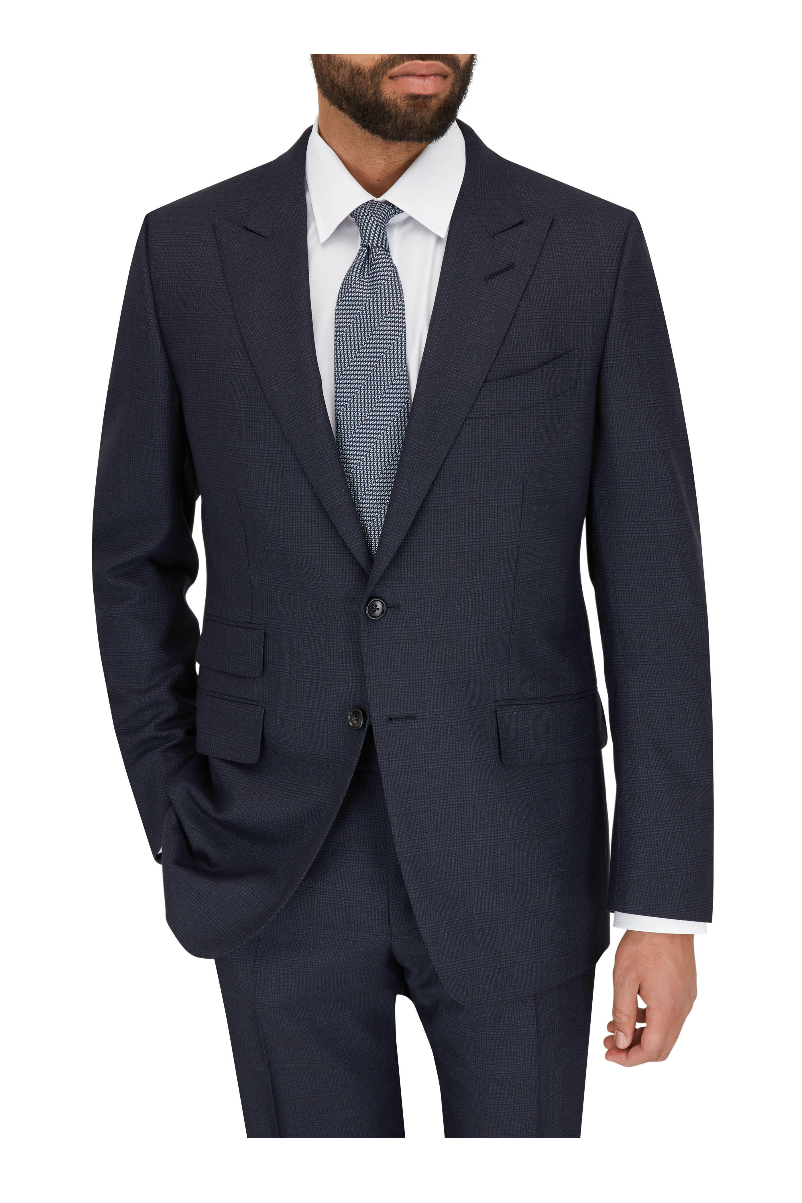 Tom Ford - O'Connor Navy Prince of Whales Peak Lapel Suit