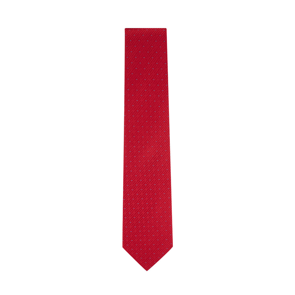 Charvet - Red & Blue Dot Print Silk Necktie | Mitchell Stores